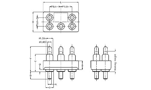 5Pin Pogo Pin连接器 双排